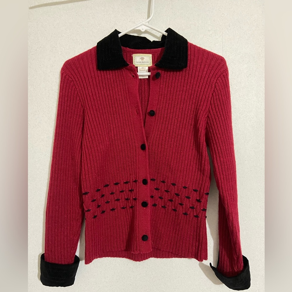 Susan Bristol SZ PS Red Cardigan